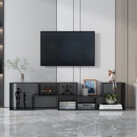 Double L-Shaped TV Stand; Display Shelf ; Bookcase for Home Furniture; Black