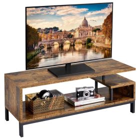 Industrial TV Stand for TVs Up to 55''; Rustic Brown